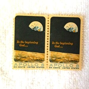 APOLLO 8 six cent stamps (2) In the beginning God...